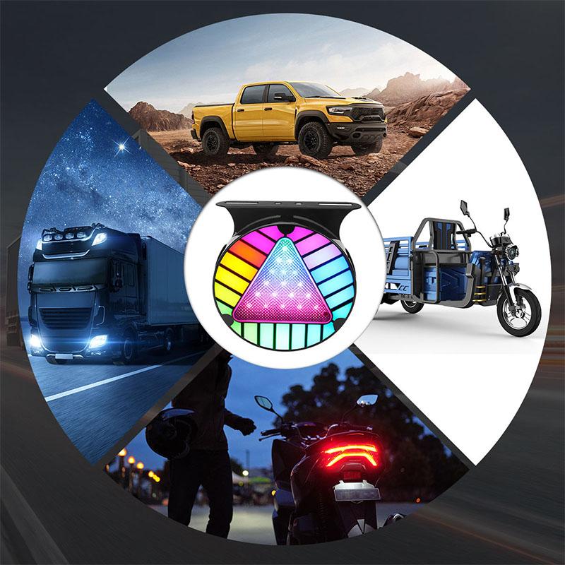 RGB Brake Lights Dynamic Colorful Demon Eye Triangle Rear Lamp 12V 24V for Car Motorcycle Truck Warning Light Flowing Tail Light