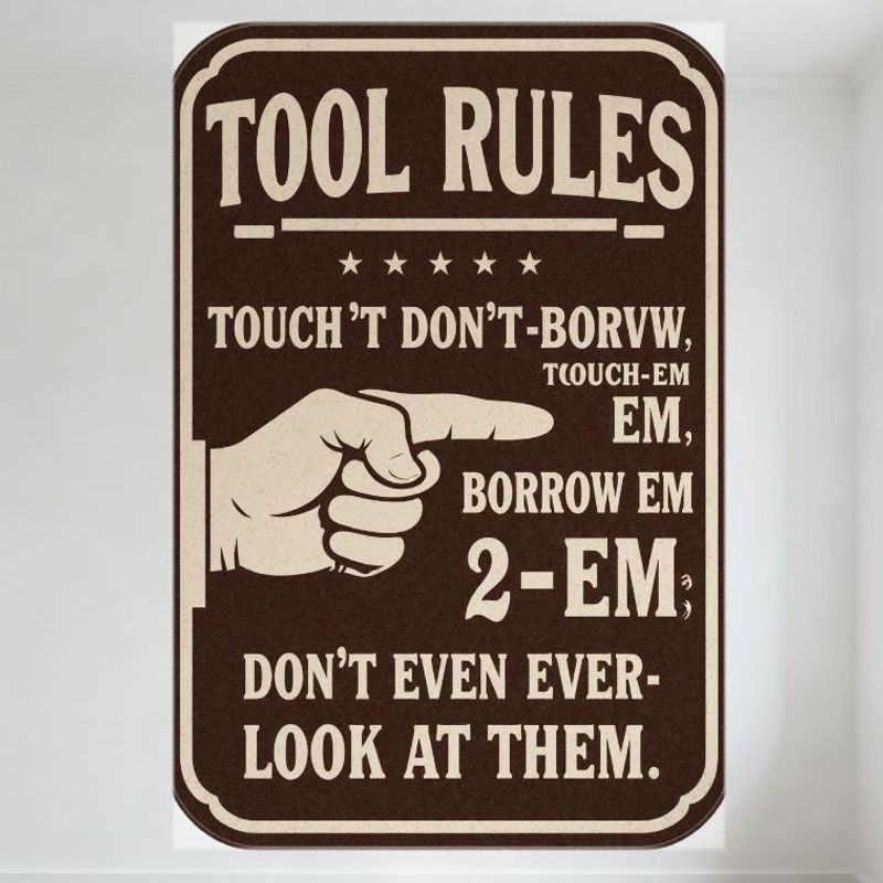Vintage Tool Rules Metal Tin Sign - Hand & Stars Retro Wall Decor for Garage Man Cave Cafe Home Decoration, Don t Touch Rules Si 20x30cm（7.8x11.8inch）