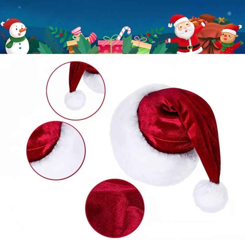 Warme Weihnachtsmannmütze Verdicken Plüsch für Feiertagskomfort Futter Weihnachten Neujahr Symbolmützen mit weißer Krempe