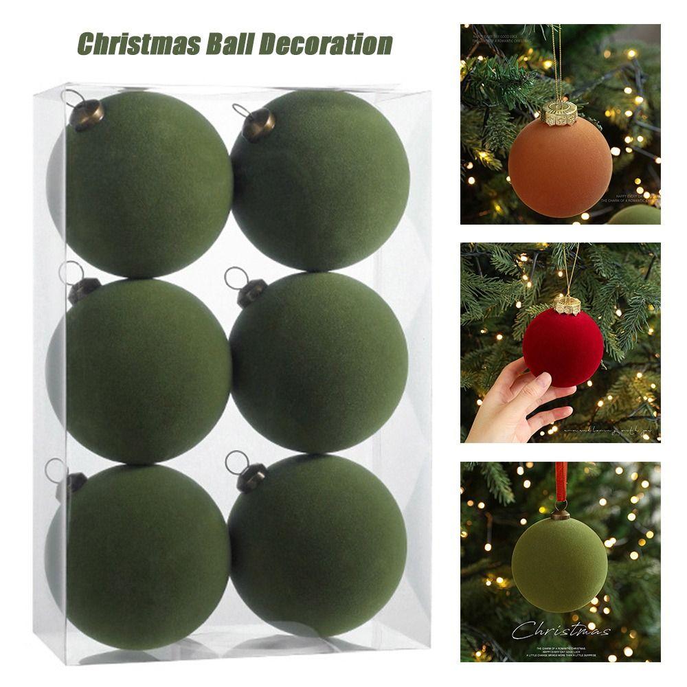 6pcs Set 8CM Size Christmas Ball Decoration Plastic Velvet Balls Party Wedding Gifts Christmas Tree Pendant Flock Colored