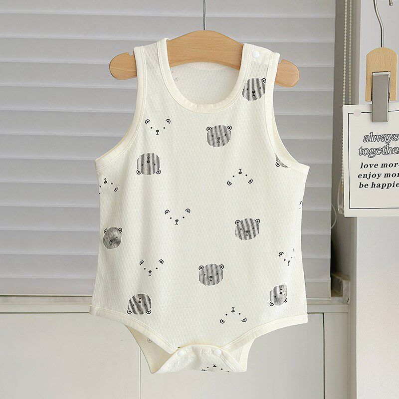Baby Girl Romper with Suspenders, Newborn Summer Pure Cotton One-Piece Crawling Outfit, Thin Outerwear for Boys and Girls