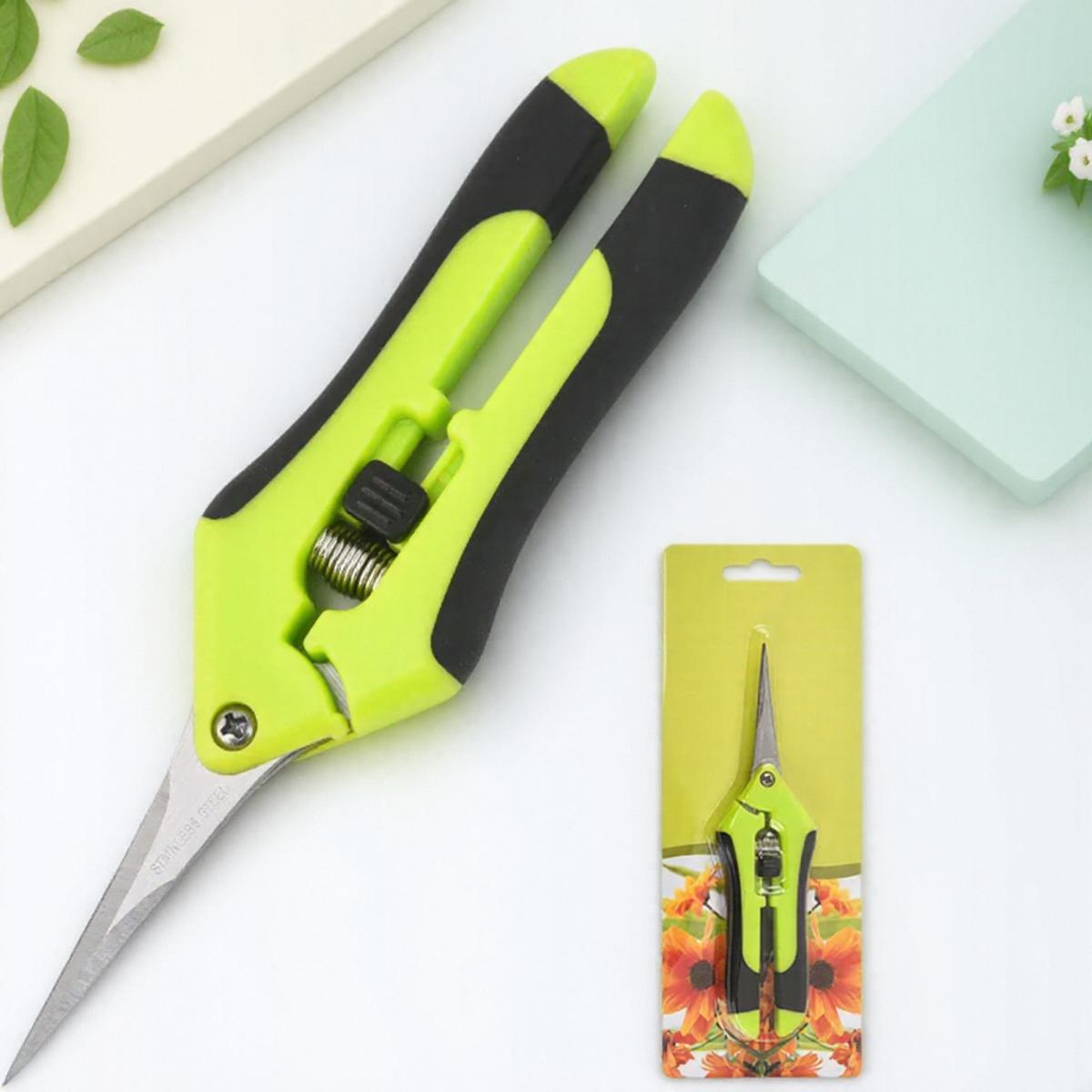 

Portable Stainless Steel Pruning Shears Fruit Picking Scissors for Household Potted Plants and Small Gardening зелёный