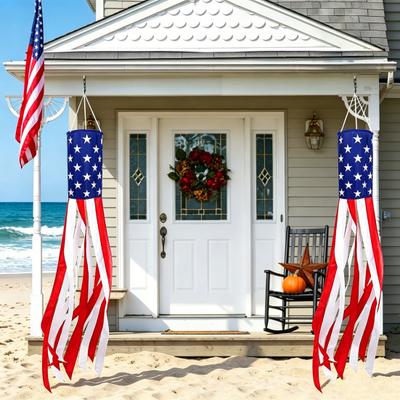 Bandiera Americana con Luce Resistente alle Intemperie Bandiera a Vento Giorno dell'Indipendenza Poliestere Patriottica Display da Esterno per Giardini Portici