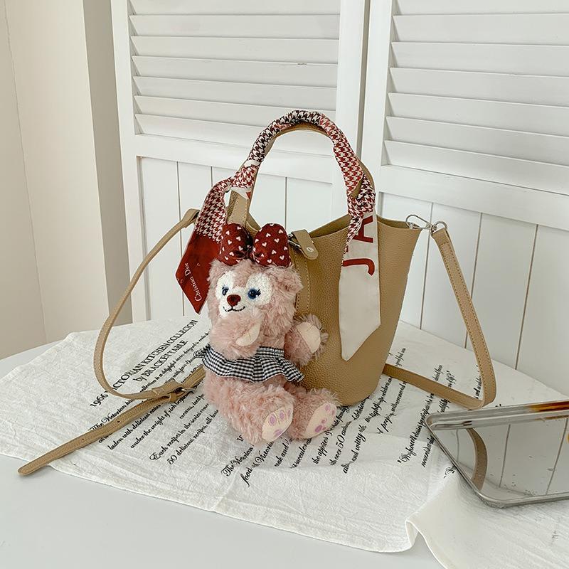 Fashion New Vegetable Basket Bag Niche High-end Bucket Bag Cute Bow Bear Shoulder Backpack