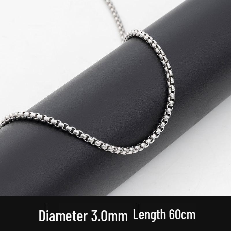 Trendy Interlocking Square Pearl Stainless Steel Men's Necklace - Hip Hop Titanium Jewelry