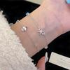 Pink Zircon Star Butterfly Knot Bracelet Women Delicate Sweet Style Copper Alloy Adjustable Stackable Wrist Jewelry