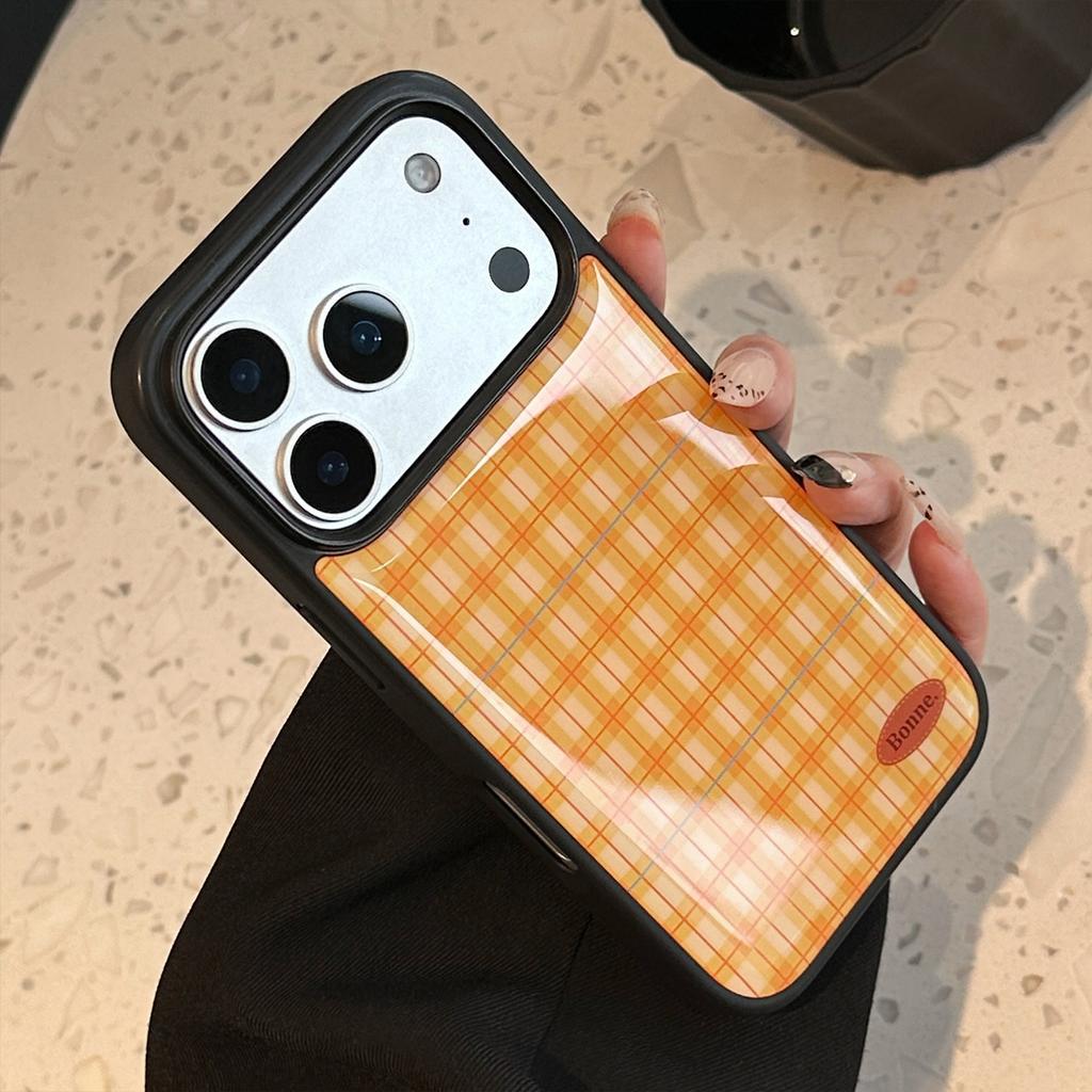 Orange Grid Pattern Phone Case for Apple iPhone 15/13/17 Promax