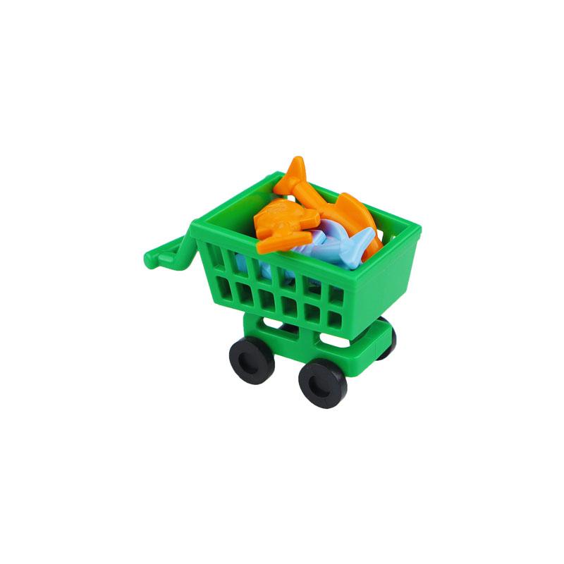 MOC City Scene Building Blocks Food Accessories Vegetable Fruit Shopping Cart Wine Bottle Toy