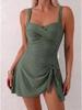 New Cross Pleated One-piece Swimsuit with Side Knot and Waist Cinching for Slimming, Bikini Swimsuit for Women's Summer Dress Set