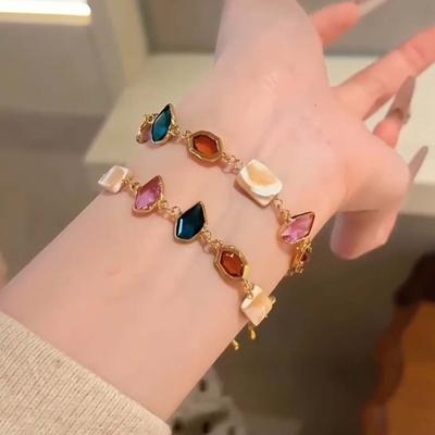 Dopamine Glass Shell Square Bracelet Simple Daily Commute Niche Bracelet Light Luxury High-end Jewelry Wholesale