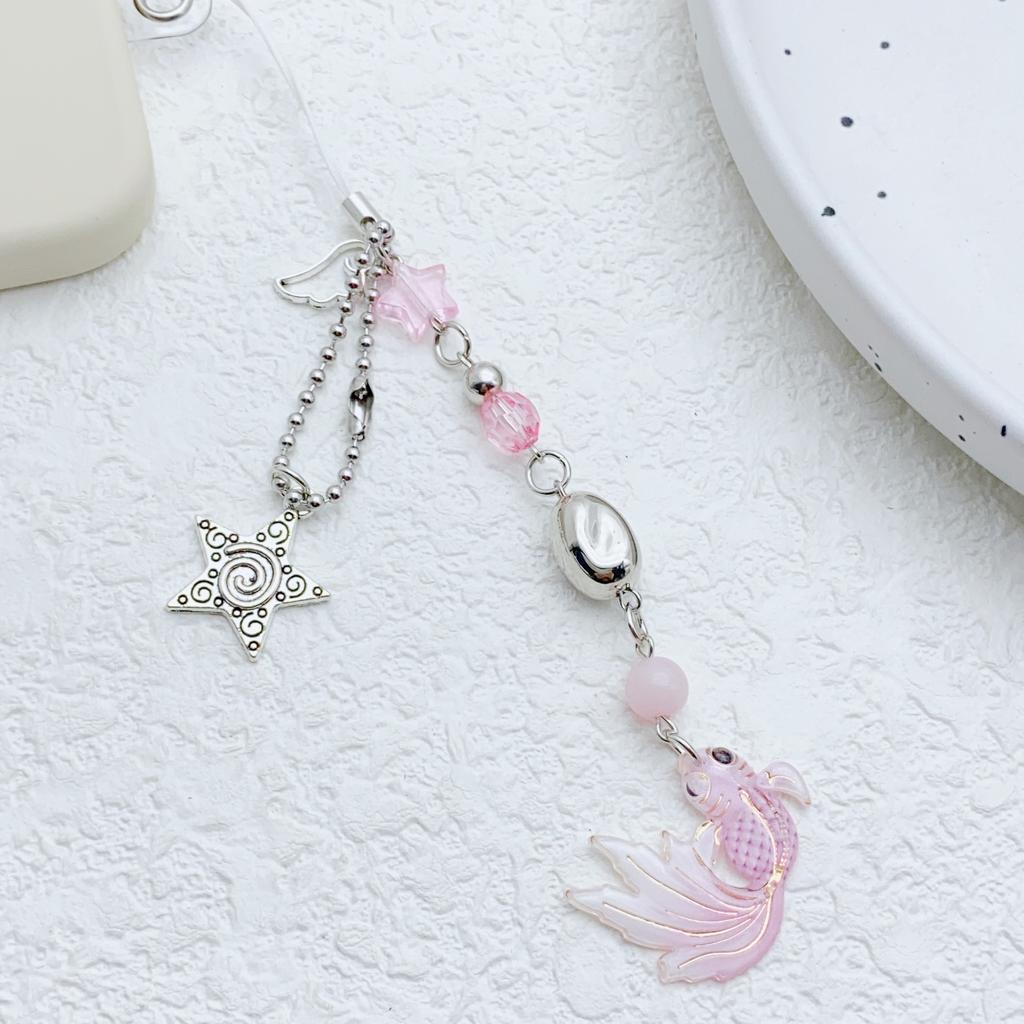 Fashionable Handmade Five Pointed Star Fish Bead Phone Ornament Vibranting Sturdy Acrylics Elegant Color for Adults