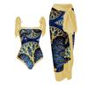 New One-piece Swimsuit Multi-color Printed Hip-wrapped Gauze Skirt Anti-light Two-piece Sunscreen Swimsuit