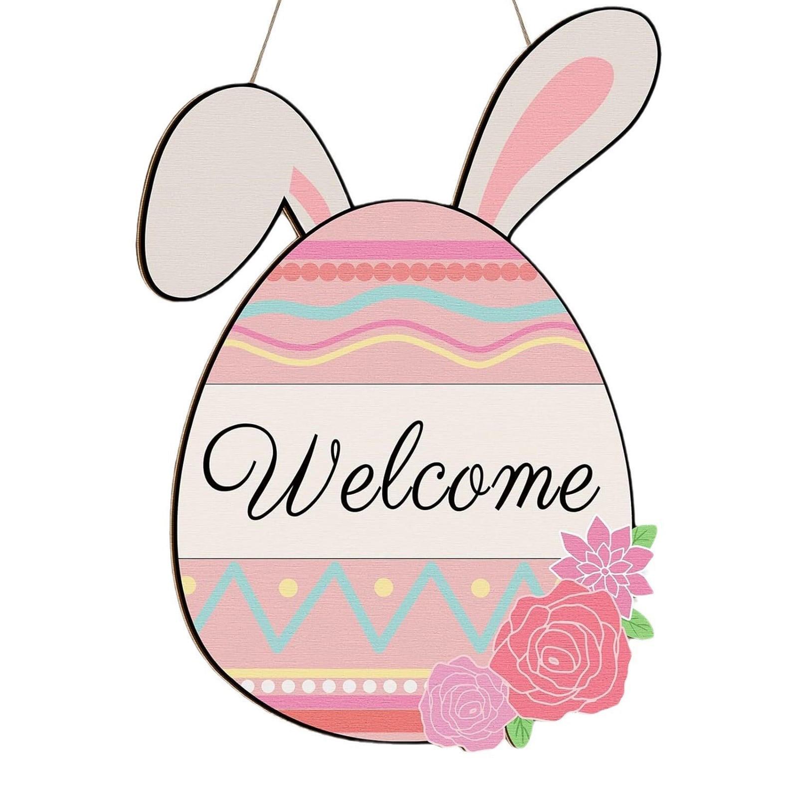 

Easter Decoration Wooden Pendants Lovely Rabbit Egg Carfts For Happy Easter Party Garland Home Door Hanging Ornaments