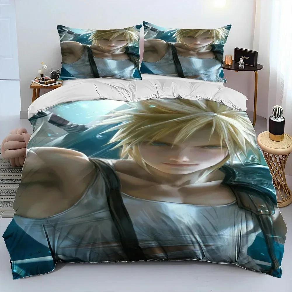 

Final Fantasy Series Games Cartoon Comforter Printed Bed Set Duvet Cover Pillowcase Bedding Set Bed Linen Sheet Quilt Cover Size 135x200cm