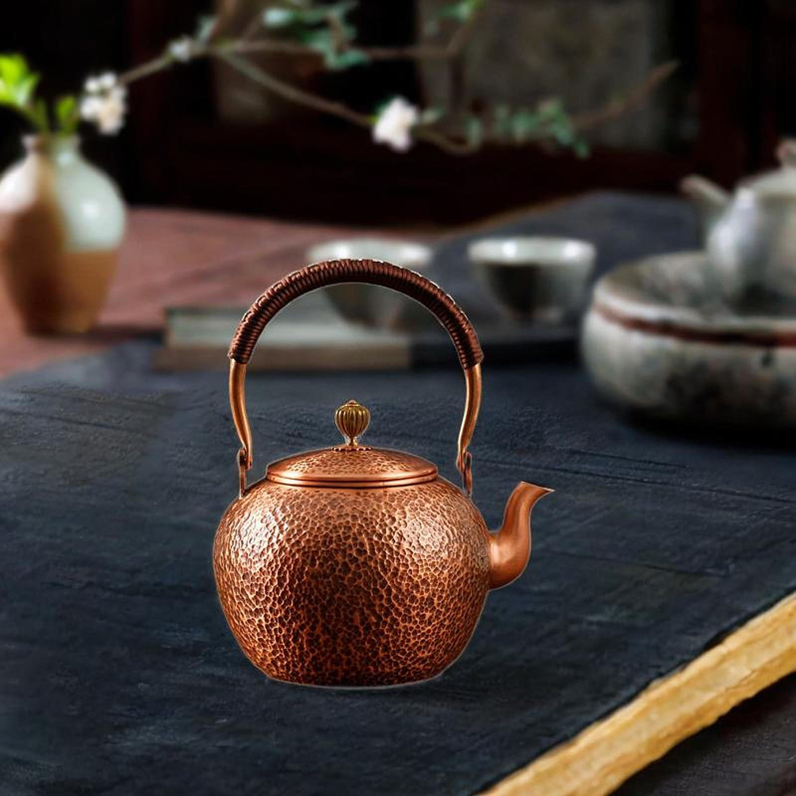 

Brass Teapot Coffee Pot 1.2L Handmade Anti Scalding Handle Kungfu Teawear for Household Hotel apple shaped