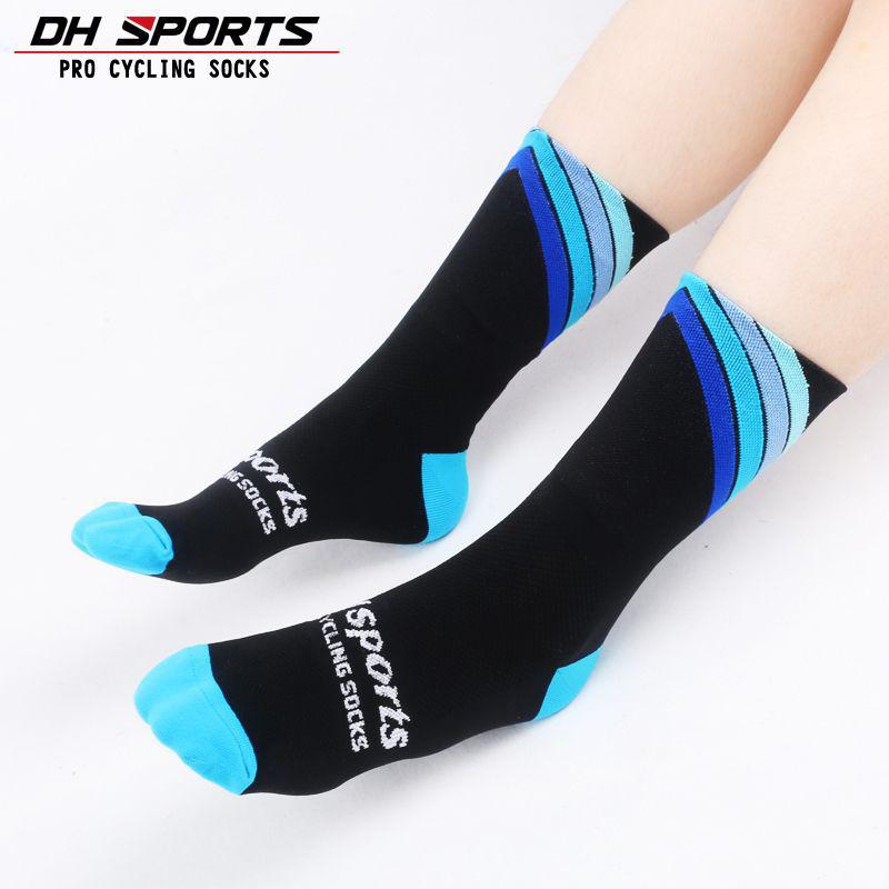 DH SPORTS Professional New Cycling Socks Running Sock Athletic Champion Mens Crew Sprint Hosiery Loafer Striped Women Cushioned