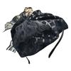 Sequins Half Caps Lace Bowknot Hairhoop for Women French Headband 20s Fascinator Evening Dress Hat for Formal Occasion