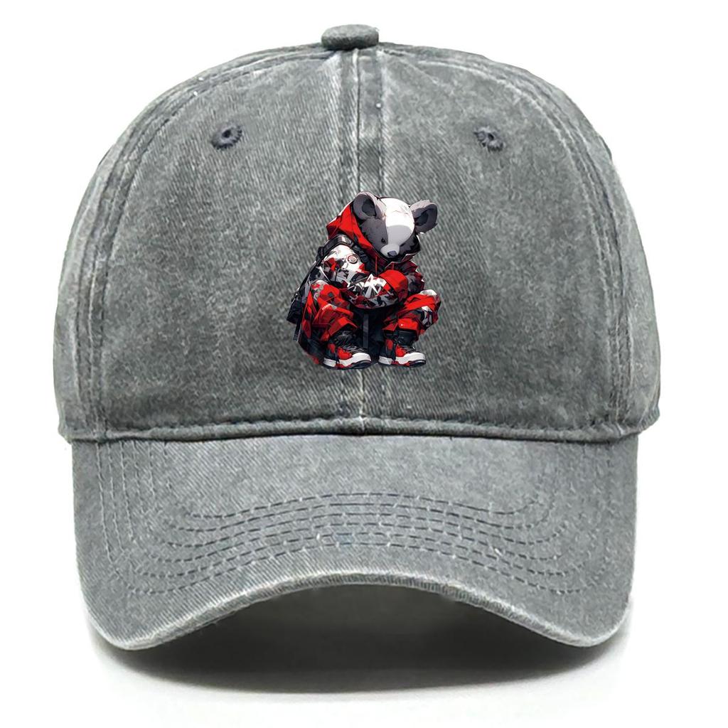 Punk Bear Print Adjustable Sun Hat, Animal Woman's Cap Cozy All-season Trendy Sporting Snapback Baseball Cap