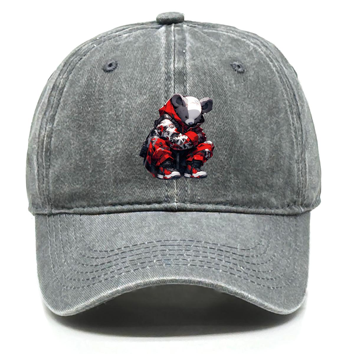 

Панк Принт Медведь Регулируемая Солнцезащитная Шляпа, Животная Женская Кепка Уютная Всесезонная Модная Спортивная Бейсболка Снэпбэк as the picture серый