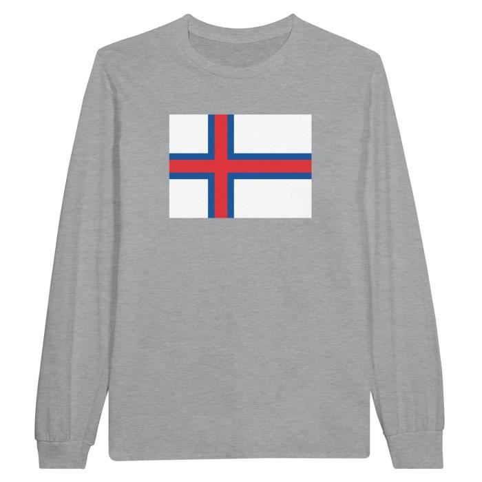 T-shirt à manches longues - PIXELFORMA - Drapeau des îles Féroé - 100% coton - Manches longues - Confort optimal