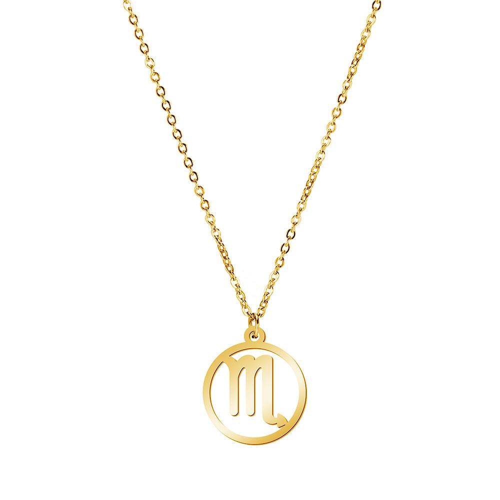 Cazador Zodiac Pendant Necklace for Women 12 Constellation Aries Pisces Gemini Chocher Stainless Steel Jewelry Gold Color Gifts