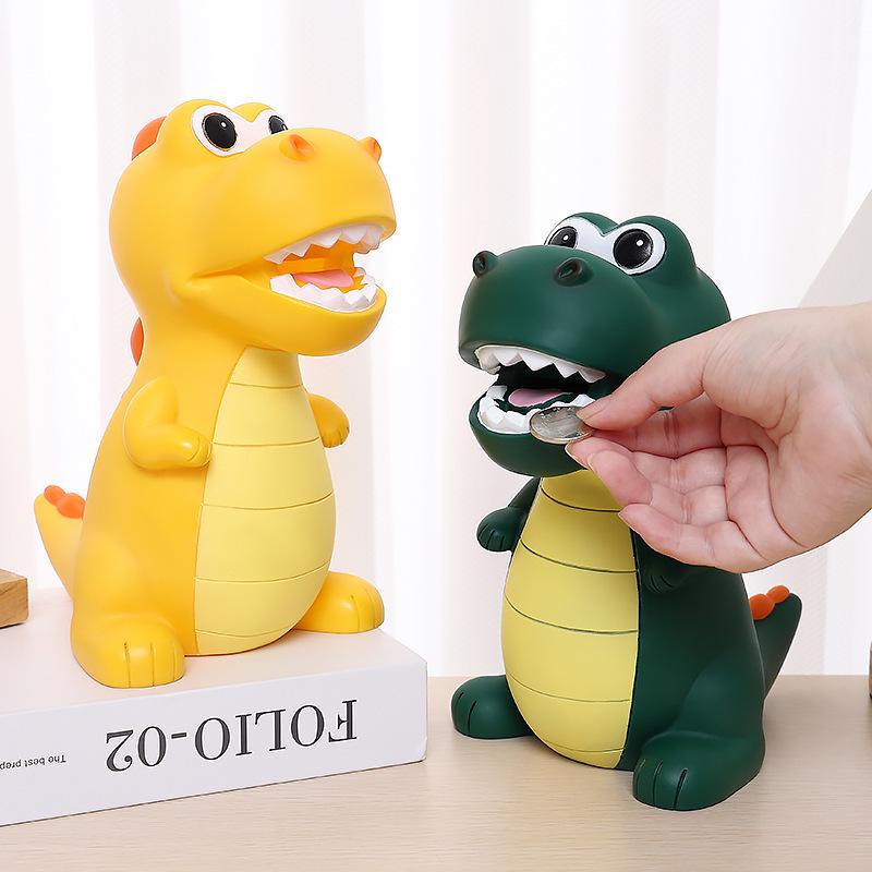 Large Dinosaur Piggy Bank - Drop-proof Silicone Money Box for Kids
