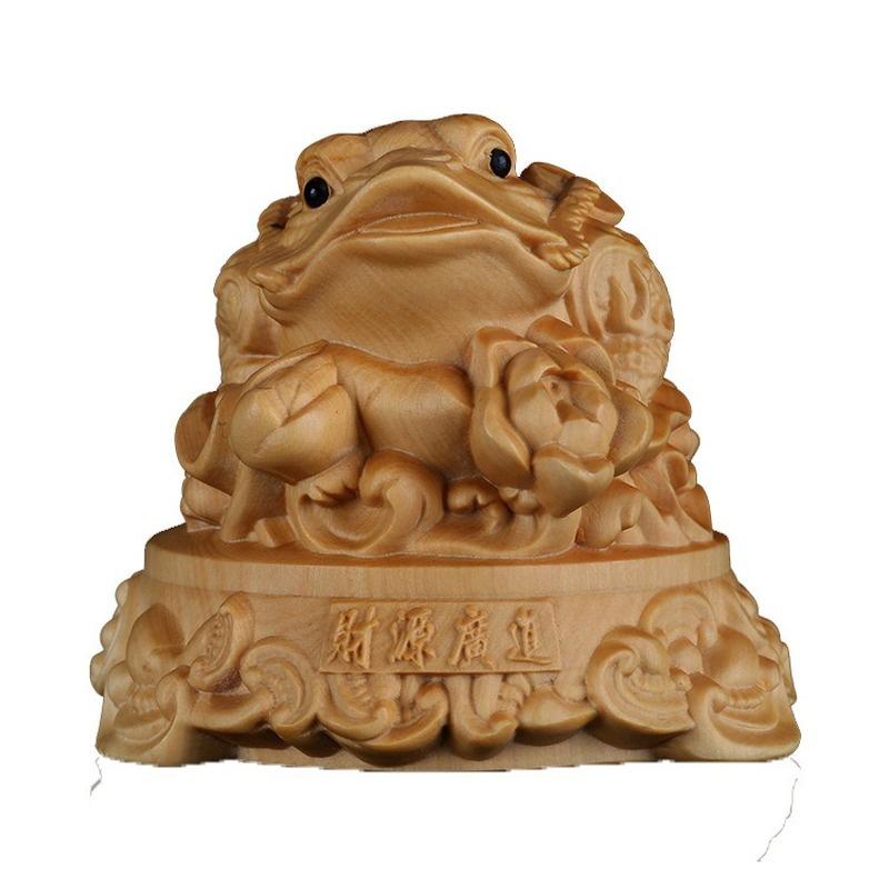 Fortune Mythical Beast Golden Toad Boxwood Carving Help Gather Money and Seek Wealth Business Gifts Animal Carving Office Ornaments Ornaments