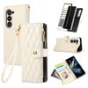 For Samsung Galaxy Z Fold6 5G Case Multi Card Slots Zipper Rhombus Leather Phone Cover with Wrist Strap