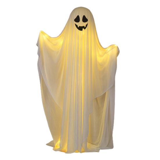 Halloween Light-up Ghost Decoration with LED Light Outdoor Spooky Standing White Ghost for Porch Fireplace Party Garden Decor