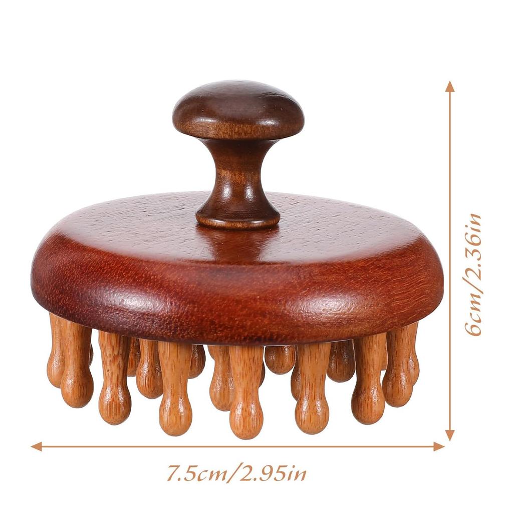 Wooden Scalp Massager Brush 28 Teeth Round Hair Growth Hair Massager Scalp Comb