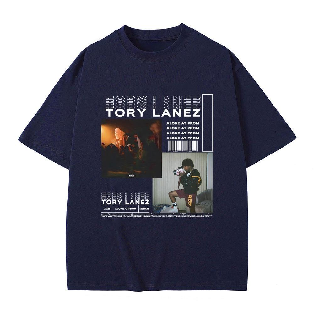 T-shirt Grafica Album Musicale Rapper Tory Lanez Alone At Prom Uomo Donna Hip Hop Rap T-shirt Oversize Maschile Vintage -