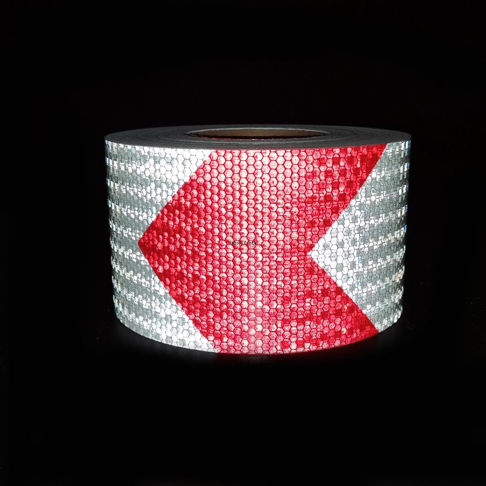 

10СМ*5М Красная Белая Стрелка Светоотражающая Лента Высокой Видимости Самоклеящиеся Наклейки Заметность Предупреждение о Безопасности Пленка Для Автомобиля Грузовика