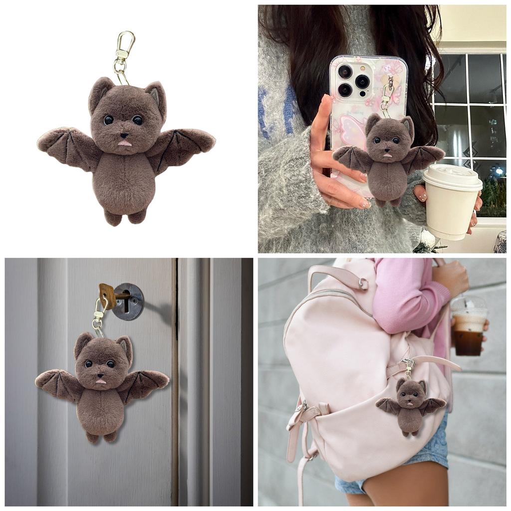 Plyšová klíčenka ve tvaru netopýra Měkké vycpané zvířátko Přívěsek na klíče Doplněk Ozdoba na tašku pro každodenní použití Dětský narozeninový dárek