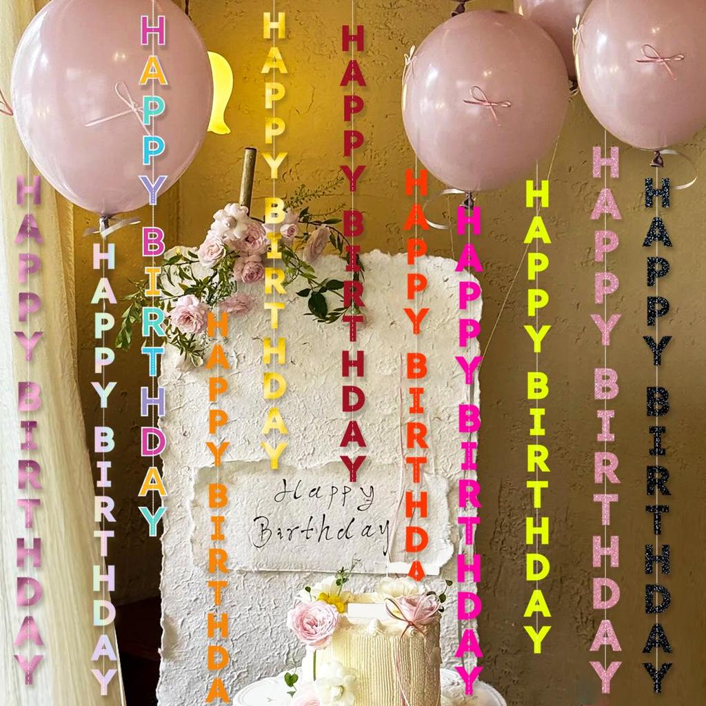Ins Style Laser Happy Birthday Banner for Party Decorations