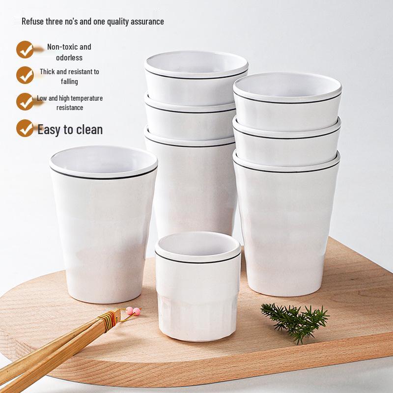 Drop-Proof Melamine Resin Cup - White Porcelain-Style Plastic Tea Cup for Restaurants & Hotels
