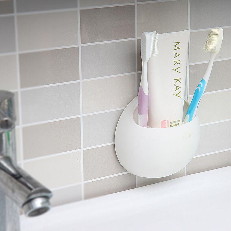 Bathroom Toothbrush Home Holder Wall Mount Suction Cup Toothpaste Storage Rack