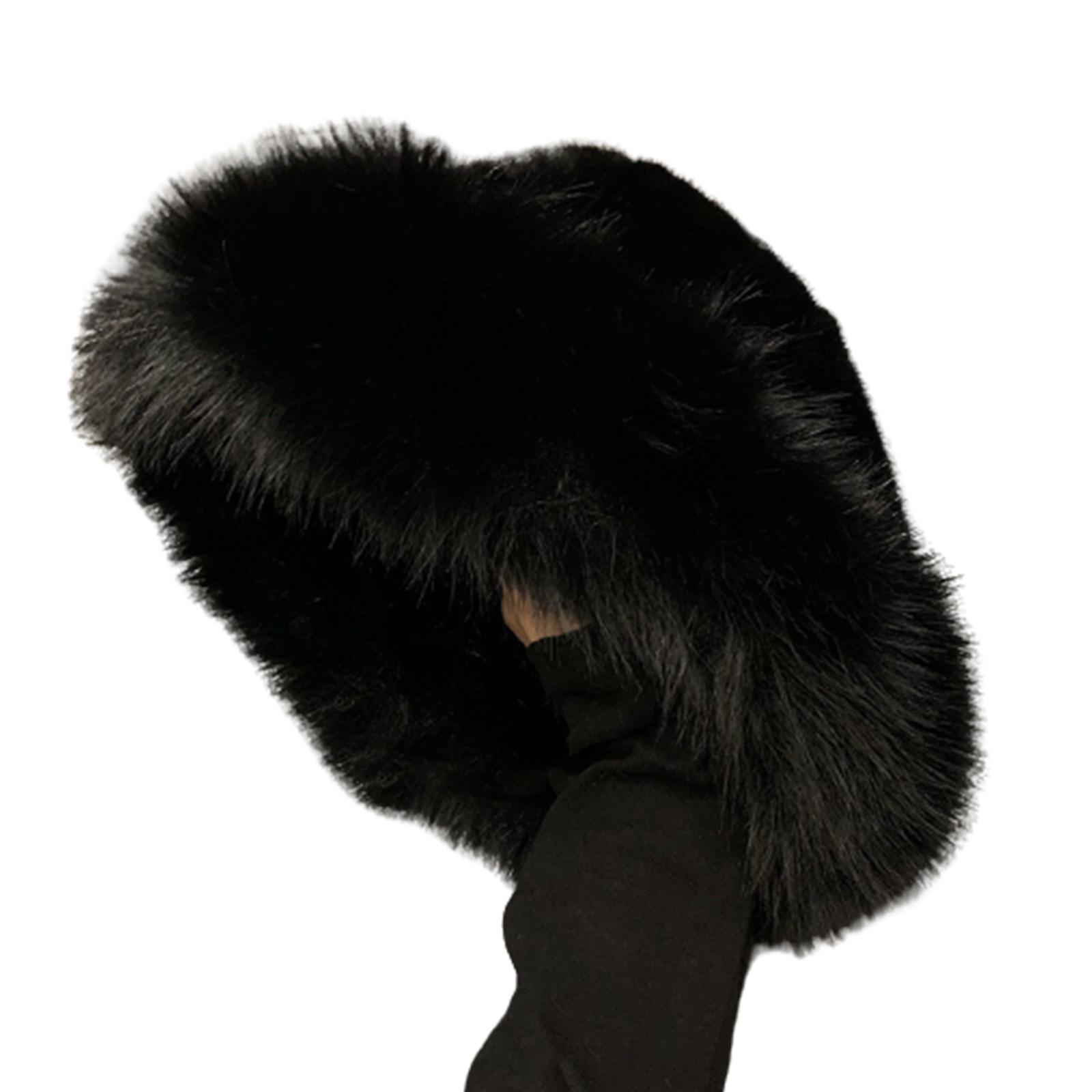 

Mongolian Wide Brim Bucket Hat Winter Fisherman Hat Thicken Plush Fisherman Hat for Adult Teens Keep Warm Commute Hat чёрный