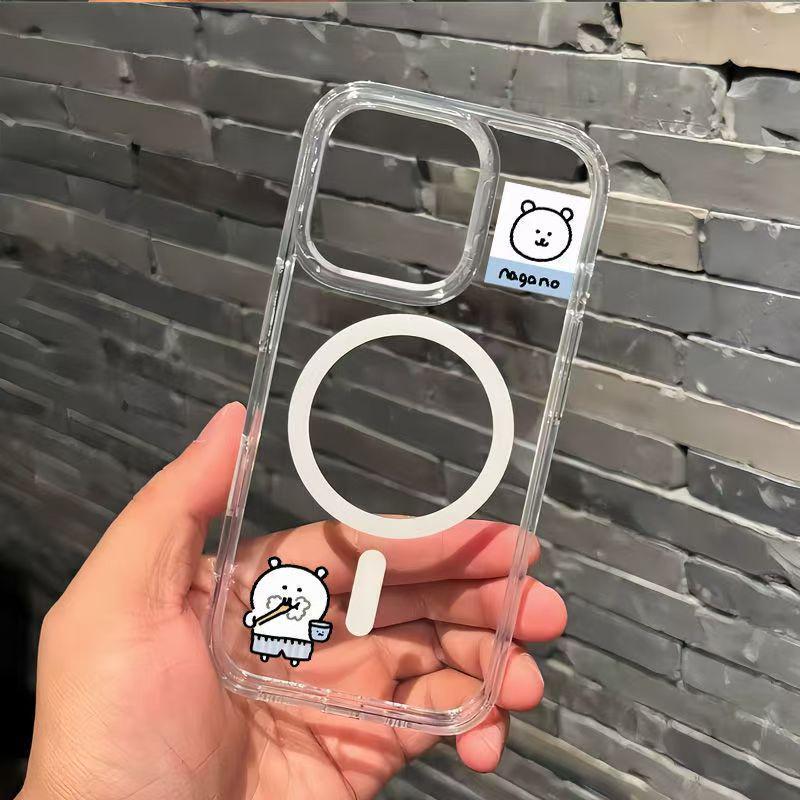 

Self-Deprecating Bear Cartoon Acrylic Case for Apple iPhone 12/13 Pro/14/15/16/17 Pro Max 12 Pro
