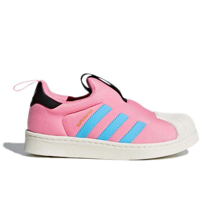 Adidas Originals Superstar 360 Casual Durable Non-Slip Low-Top Kids Skate Shoes Kids Sneakers Pink Blue BY9927