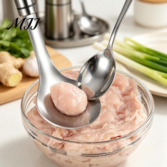 Kochwerkzeug für Fleischbällchen Edelstahl Fleischbällchenformer Löffel, Antihaft Fleischbällchenformer Werkzeug, Ergonomischer Griff Küche Gleichmäßig Rund Rindfleisch Fisch