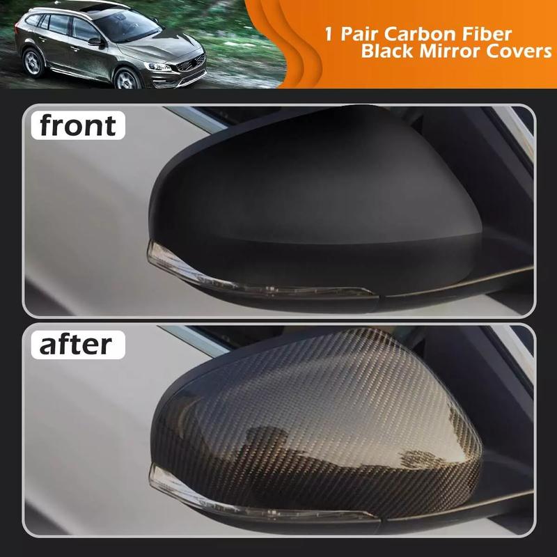 31402636 31402628 LHD For Volvo S60 2011-2018 Car Replacement Rearview Side Mirror Cover Wing Cap Door Trim ABS Carbon Fiber