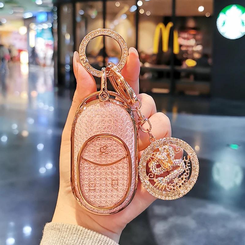 Keycase For Nio Et7 Es6 Es7 Es8 Ec7 Ec6 Ec7 Et5 Et5T Keycover Key Shell Keychain 23 Buckle Diamond Car Key