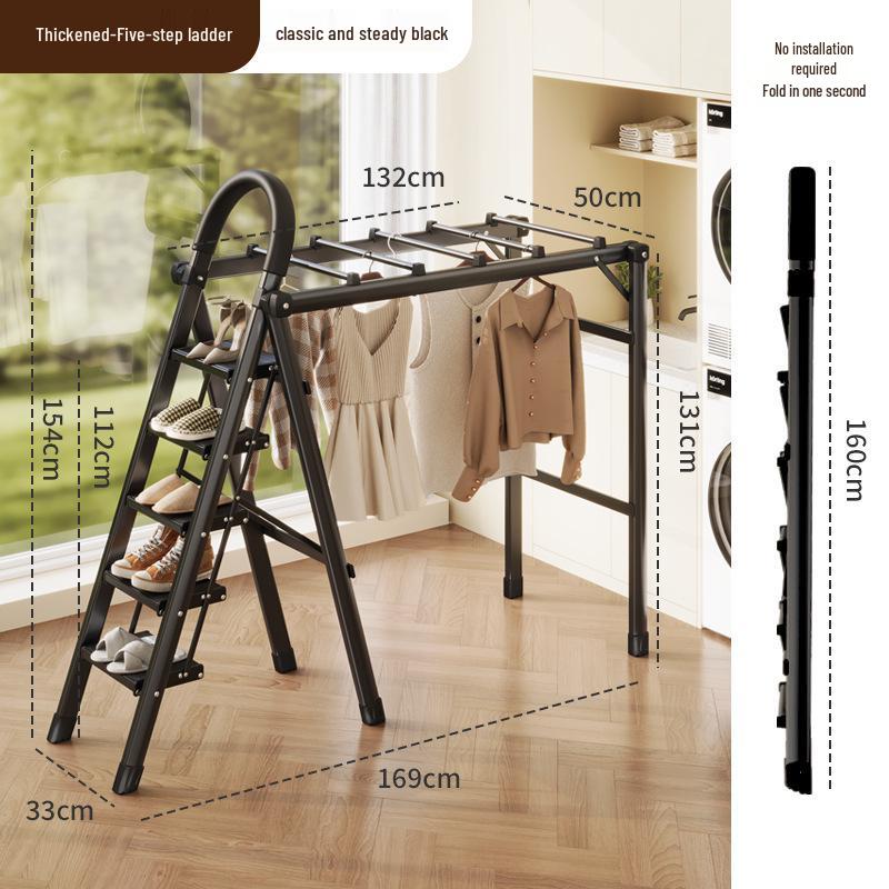 Carbon Steel Telescopic Folding A-Frame Ladder & Clothes Rack
