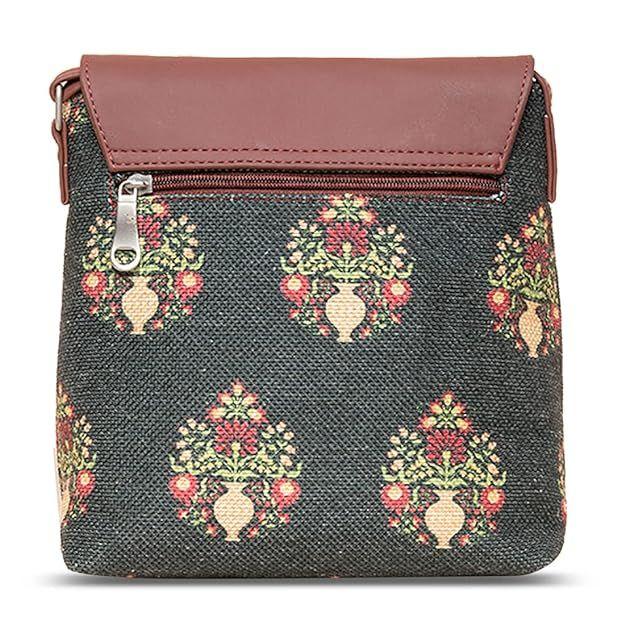 Printed Women's Hand Crafted Vegan Leather Flap Sling Bag