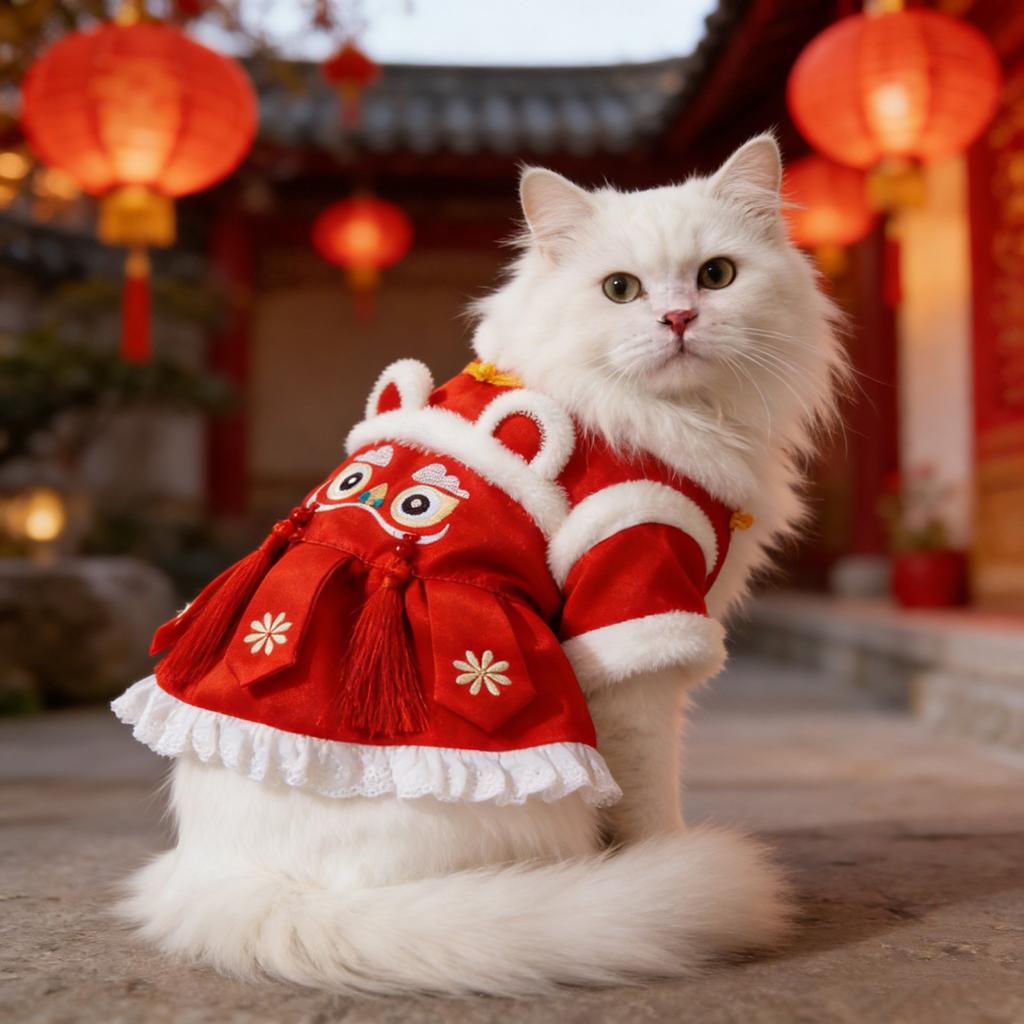 Pet Clothing For Cats And Dogs. Chinese New Year Festive Pet Clothes. Skirts. E