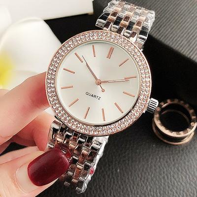 Marke Luxus frauen Uhr Mode Strass Edelstahl Quarzuhr Einfache Elegante Damen Uhr