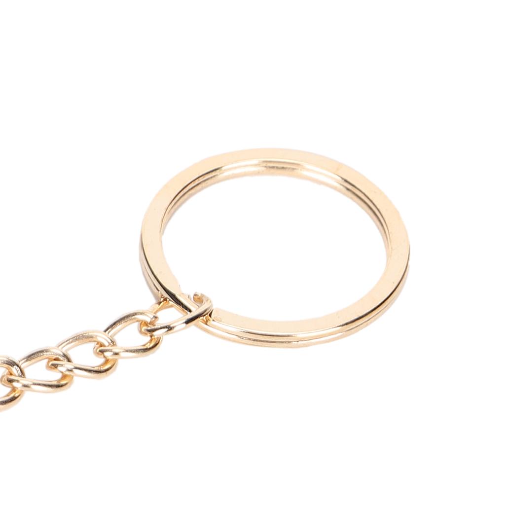 10pcs DIY Key Ring with Chain Portable Metal Key Chain Eye Screw Jewelry Pendant AccessoryGold 28mm