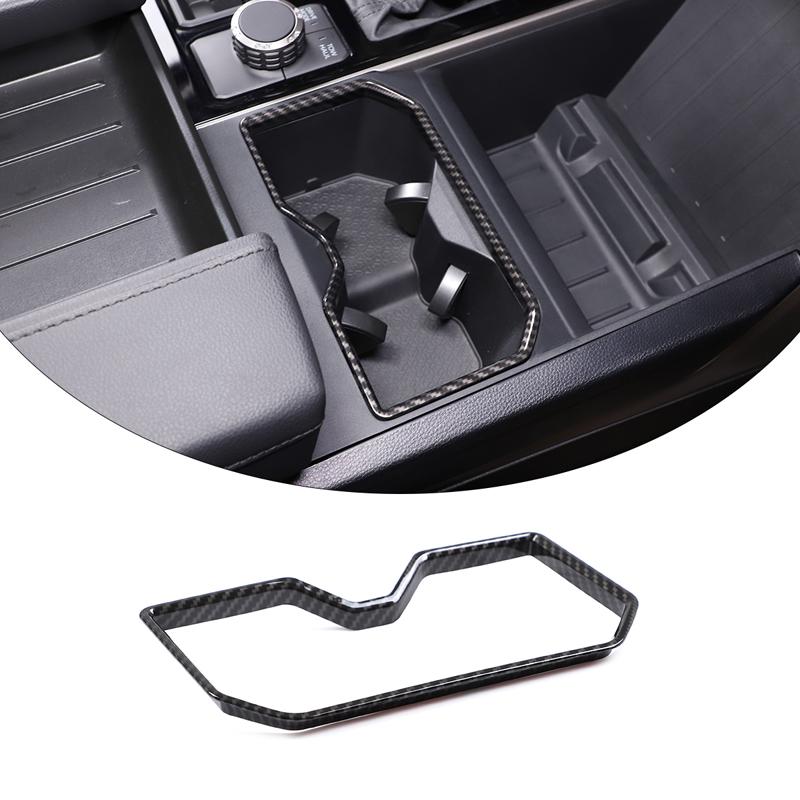 For Toyota Tundra - ABS Carbon Fiber/Red Car Front Drain Cup Holder Decorative Frame Sticker Car Interior Accessories Style A carbon fiber