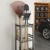 Durable With Movable Wheel Storage Rack Stable Metal Garden Tool Organizer Multi-purpose Mop Broom Holder