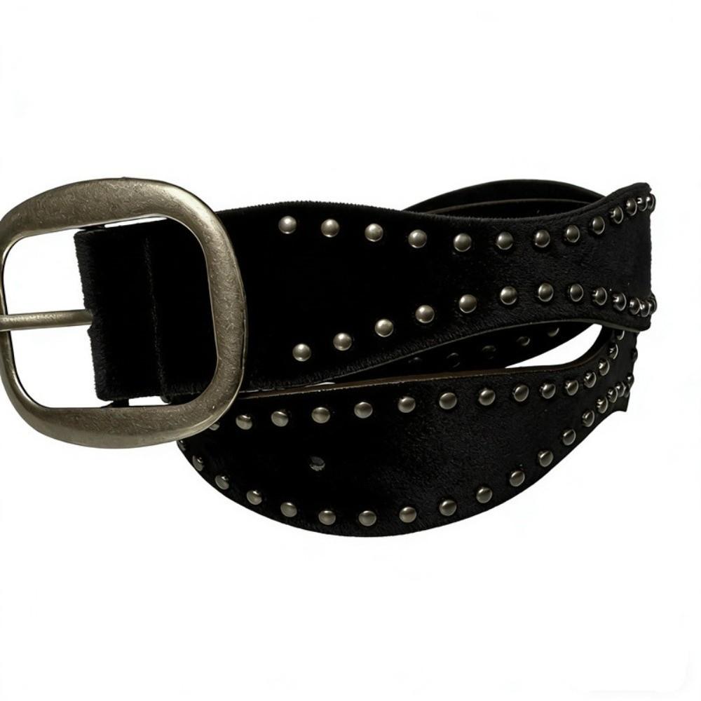 Pin Buckle Double-Row Rivet Belt Retro Vintage Belt Y2K Style Waist Belt  Dating